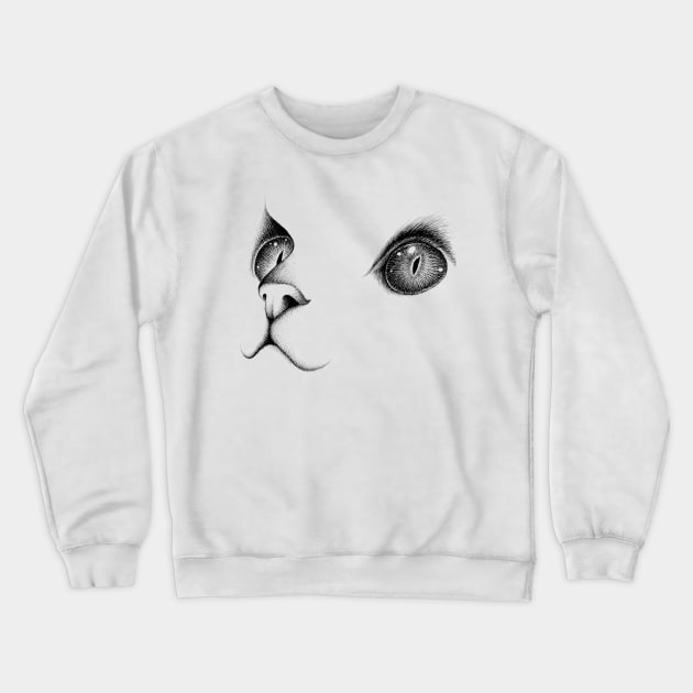 Sketch Cat Face hand Drawn Crewneck Sweatshirt by Mako Design 